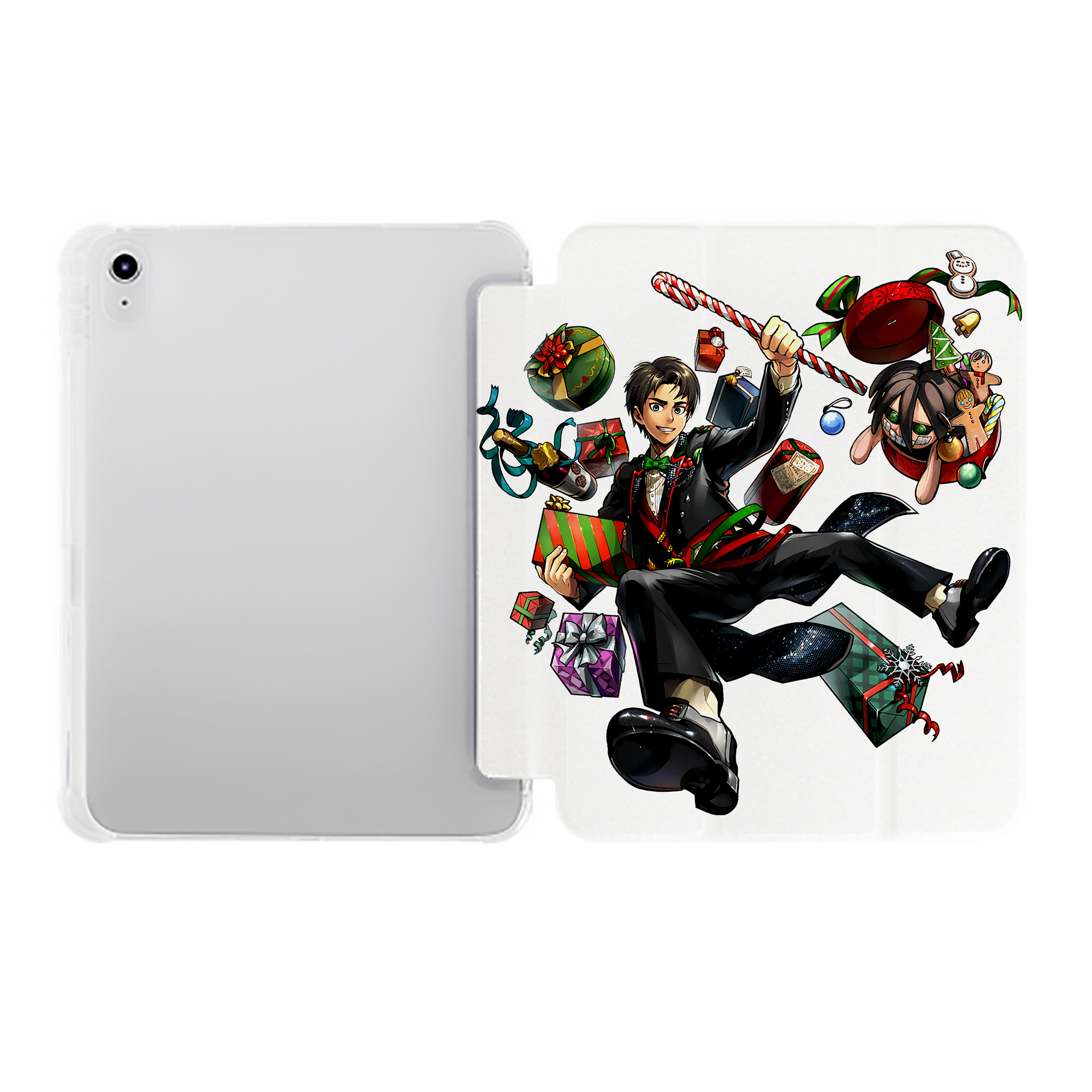 （画像用） 進撃の巨人 エレン･イェーガー Attack on Titan Eren Jäger IPad ケース ペン収納付き 三つ折りスタンド PUレザー×シリコン 対応機種9.5/10.5/10.9インチ